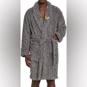 True Religion Cozy Gray Plush Cable knit Shawl Collar Robe NWT Lounge Sleepwear